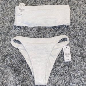 White strapless bathing suit